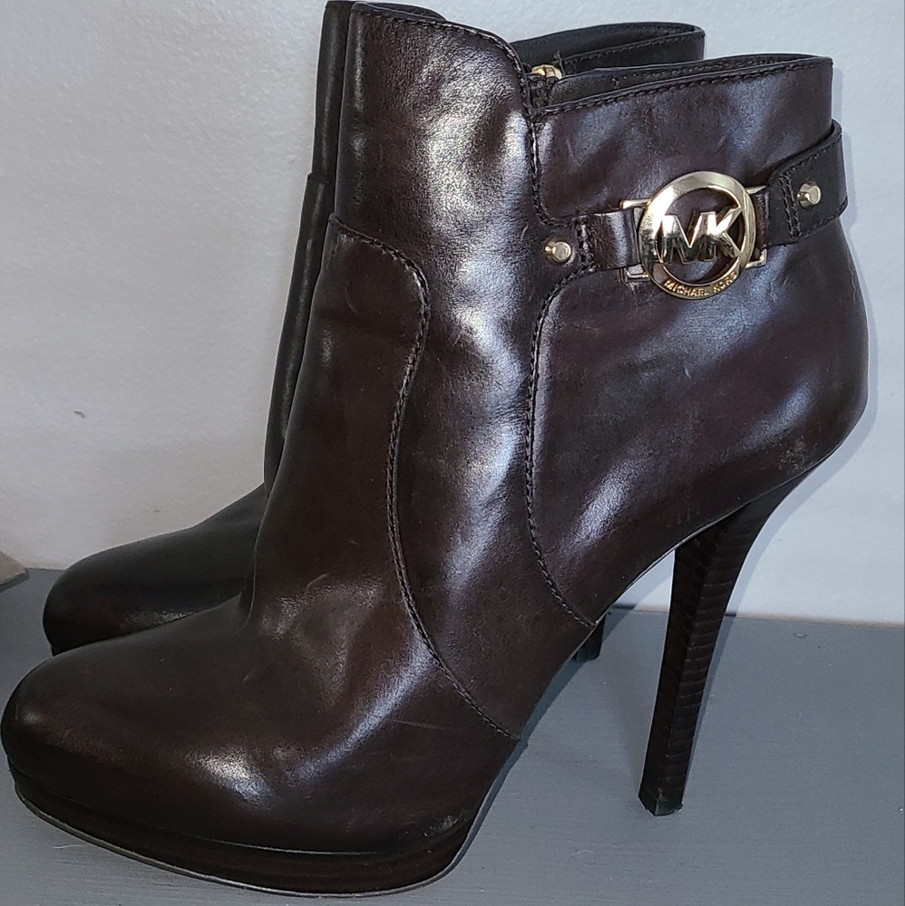 Michael Kors Brown Leather Ankle Boots